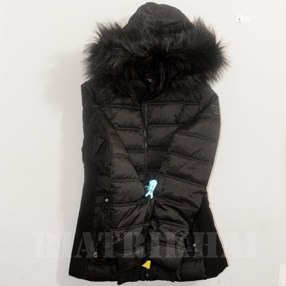 Nautica Womens Faux Fur Trim Hooded Midweight Puffer Jacket BLACK - Picture 6 of 12
